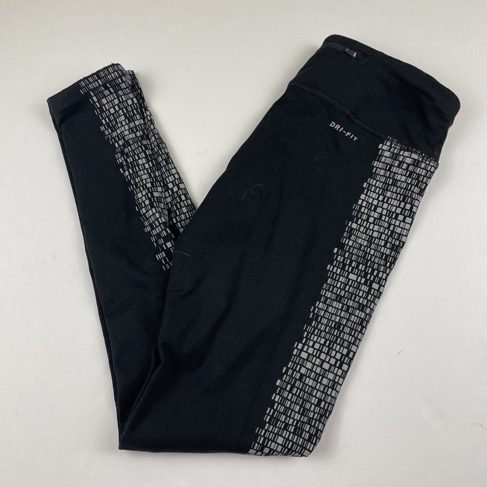 Nike Running Dri-Fit Active Leggings Women’s S Zip Pockets Drawstrings Black